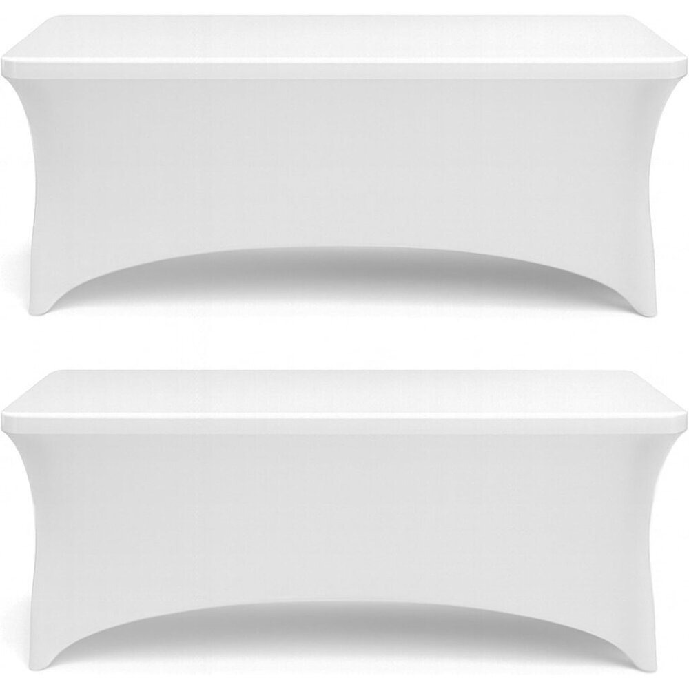 Premium Stretch Tablecloths for 6FT Tables - White, Pack of 2, Low Maintenance